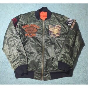 Stall & Dean Vtg New York Brown Bombers Reversible Satin Bomber Jacket 3XL...